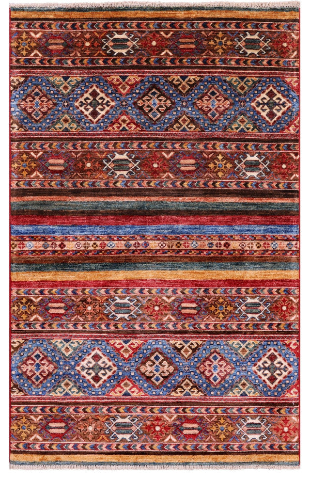 3' 5" X 5' 5" Khorjin Super Kazak Hand Knotted Rug Q5439