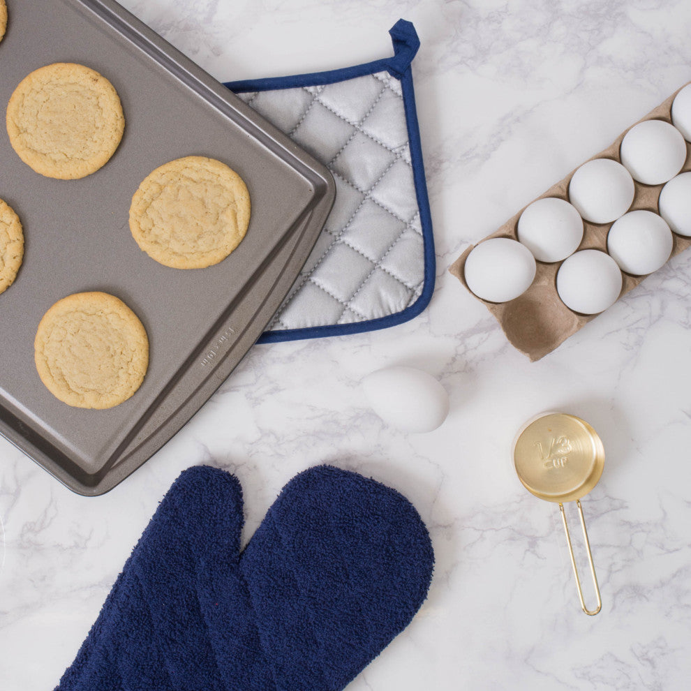 DII Nautical Blue Terry Oven Mitt, Set of 2