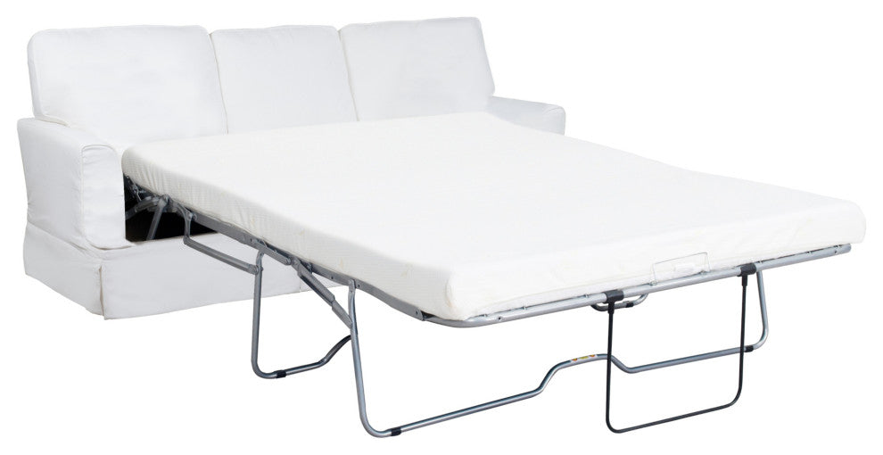 3 Piece Living Room Set Sleeper Sofa Chair With Ottoman Fabric White