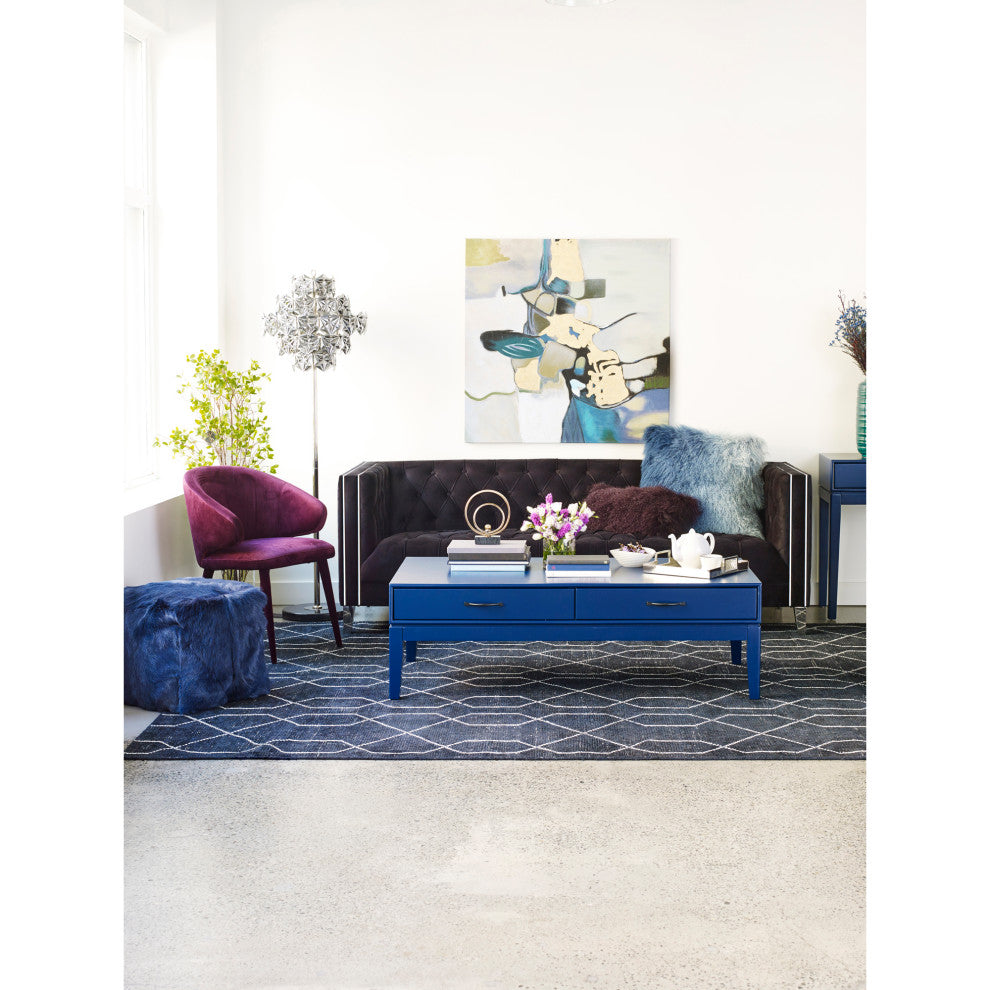 Contemporary Lamb Fur Pillow Blue - Blue