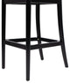 Panama Curved Back Cane Rattan Stool, Set of 2, Ebony Black Boucle, 30" Bar Height