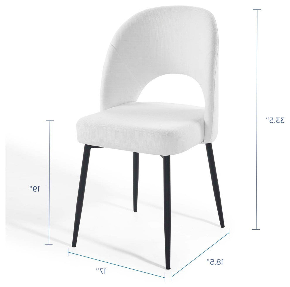 Side Dining Chair, Set of 2, Fabric, Metal, Black White, Cafe Bistro Restaurant