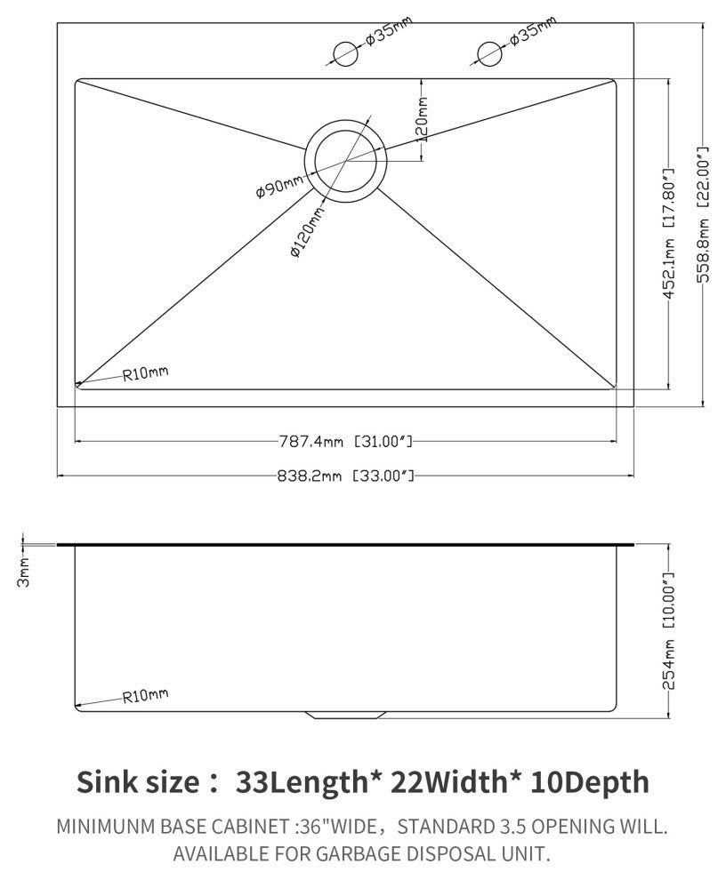 Black Stainless Steel Single Bowl Drop-In Kitchen Sink with Drain Assembly, Gunmetal Black, 33'' X 22''