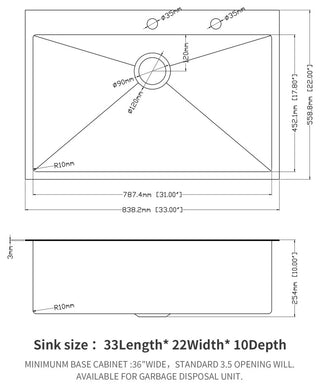Black Stainless Steel Single Bowl Drop-In Kitchen Sink with Drain Assembly, Gunmetal Black, 33'' X 22''