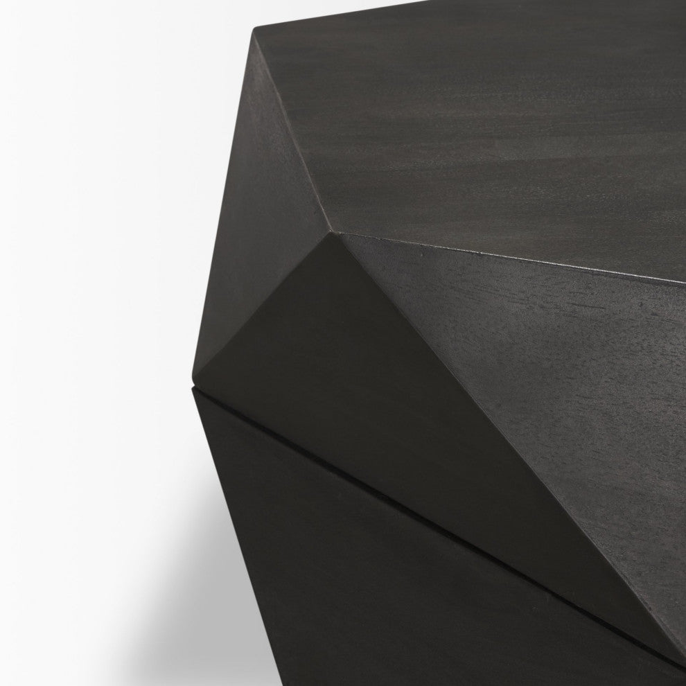 Arreto Hexagonal Hinged Solid Wood Top and Base Coffee Table