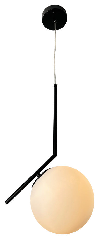Modern Mid 1-Light Globe Pendant, Black