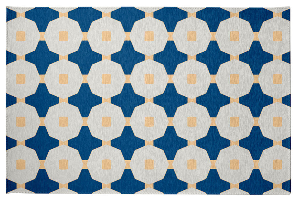 Button Up Spring Chenille Rug, Dark Cobalt Blue, 2'x3'