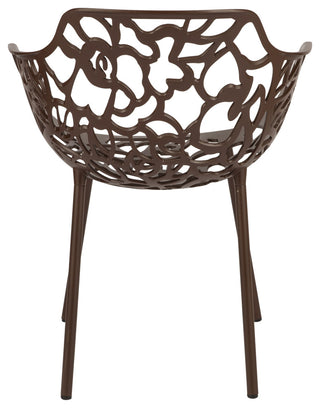 LeisureMod Devon Aluminum Patio Dining Set With Table and 2 Armchairs, Brown