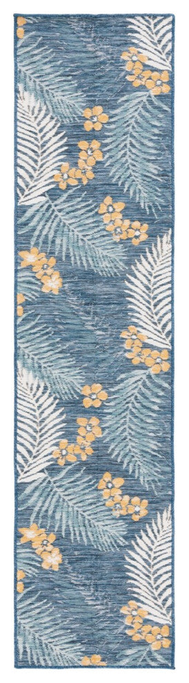 Safavieh Sunrise Collection SUN675 Indoor-Outdoor Rug, Ivory/Blue Gold, 2'x8'