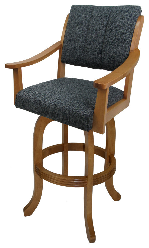 Casa Swivel Wood Stool on Melina Base, Cocomo Indigo - Ct, 26"
