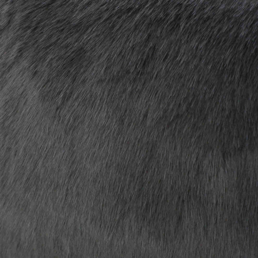 GDF Studio Elise Modern Glam Faux Fur Throw Pillow, Dark Gray, 1