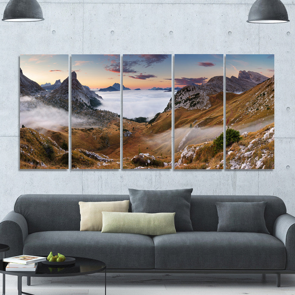 Beautiful Summer Panorama, Landscape Canvas Art Print, 60"x28", 5 Panels
