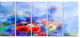 Blue Corn Flowers and Red Poppies, Floral Canvas Art Print, 60"x28", 5 Panels