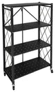 Foldable Storage Shelves with Wheels, Black Metal Wire Rack, Storage Organizer