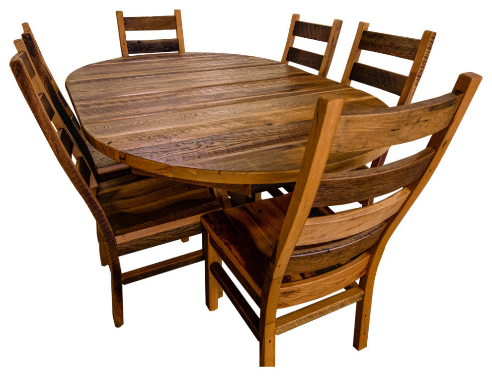 Jackson Reclaimed Wood Round Dining Table, Provincial, 54x54