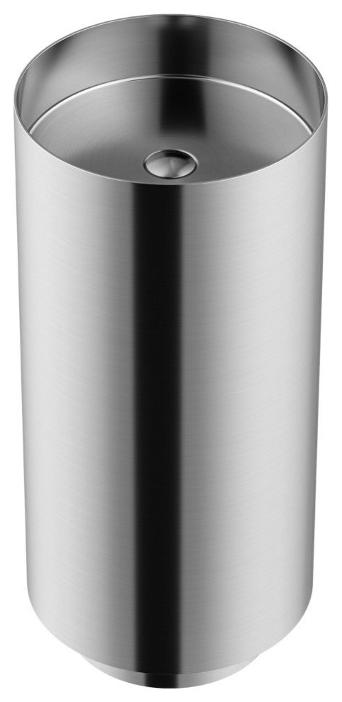 Karran Cinox Stainless Steel Round Pedestal Sink, Stainless Steel