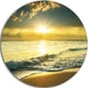 Yellow Sunlight Over Crystal Waters, Seashore Round Metal Wall Art, 23"