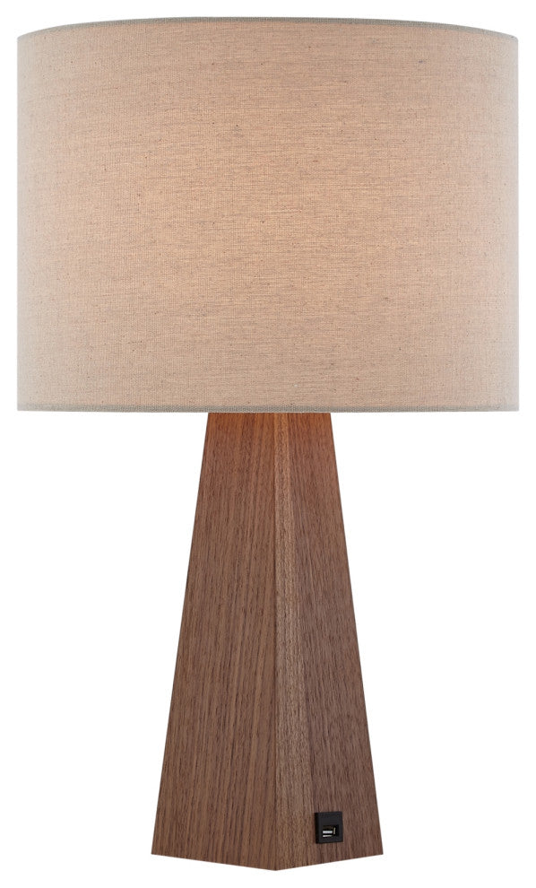 Inspired Home Iona Table Lamp, USB Charger, Beige
