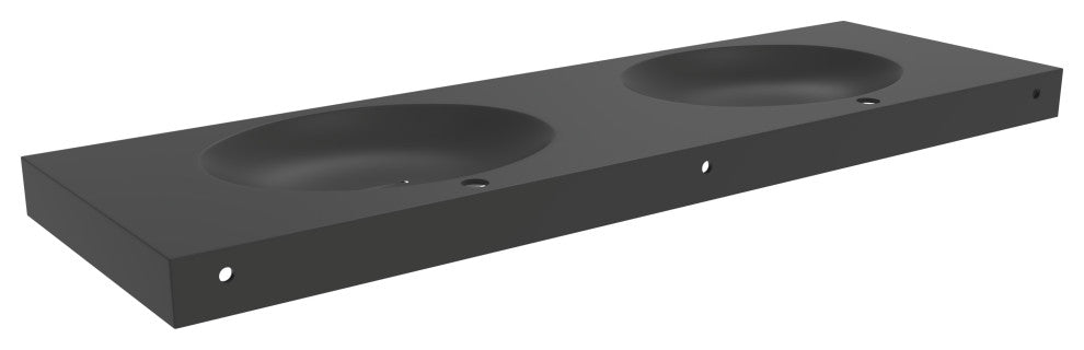 CastelloUSA Darleen Solid Surface Wall Mount Bathroom Sink, Black, 60"