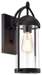Hollis Transitional 1 Light Textured Black Outdoor Wall Sconce 15" Height