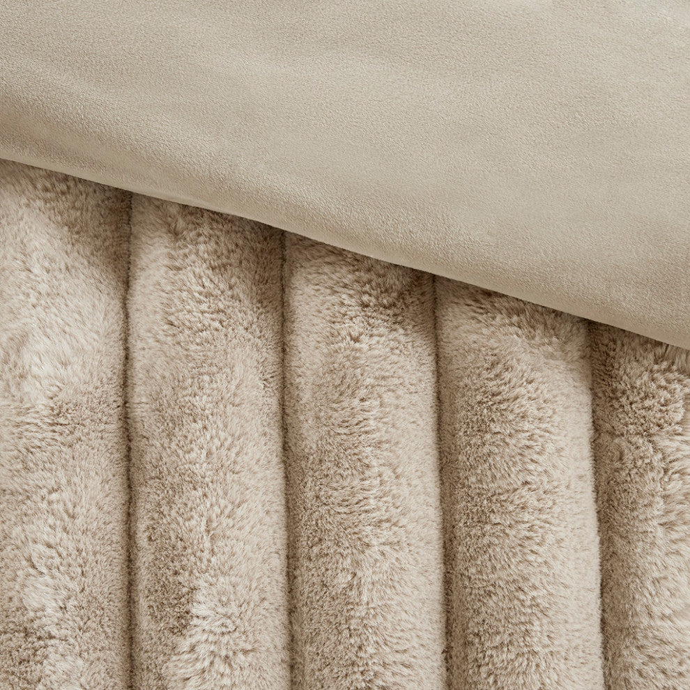 Madison Park Jasmine Ultrasoft Faux Fur Ribbed Comforter Set