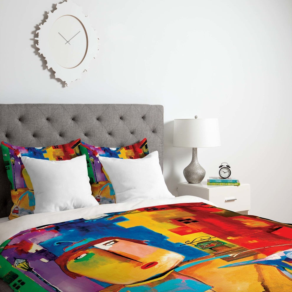 Deny Designs Robin Faye Gates Sylvia Needs Eggs Duvet Cover - Lightweight