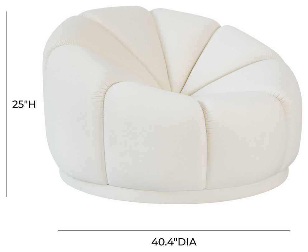 Marshmallow Cream Velvet Lounge Chair - Cream