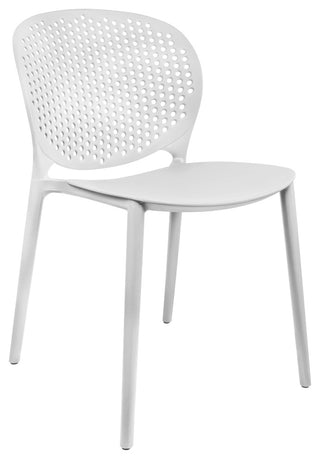 Stackable Plastic Armless Side Dining Chairs Fully Assembled Set of 2, White