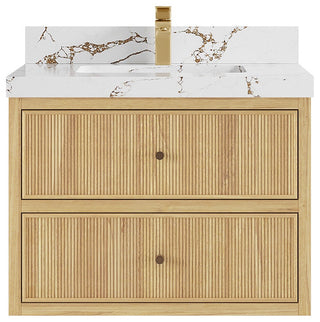 Sonoma Floating 30" Single Sink in Light Natural With 2" Viola Brown