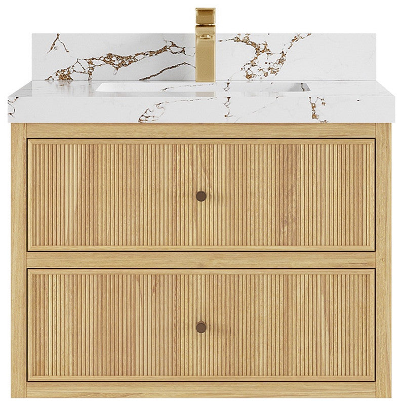 Sonoma Floating 30" Single Sink in Light Natural With 2" Viola Brown