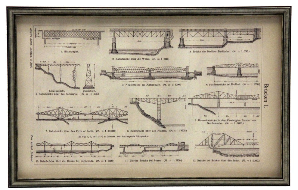 German Bridges Brucken I, Silver And Black Shadowbox