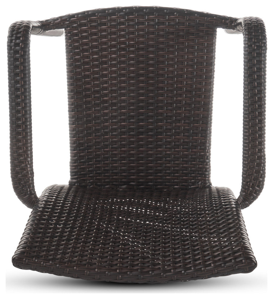 GDF Studio Dylan Outdoor Wicker Armed Aluminum Framed Stack Chairs, Set of 2, Mu