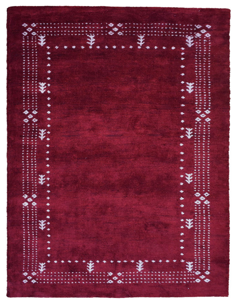 HAND KNOTTED LOOM SILK ECO-FRIENDLY AREA RUGS -6'x9',Rectangle,Red,Contemporary