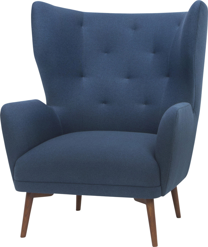 Fabric Reading Chair, Big Accent Chair, Mid Century Modern Arm Chair, Lagoon Blue