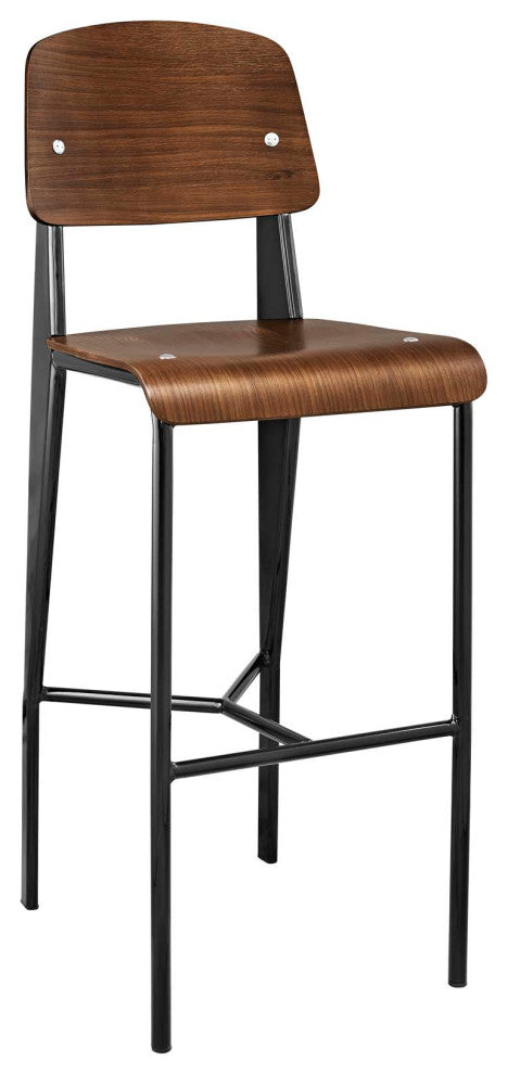 Modern Walnut Black Cabin Bar Stool