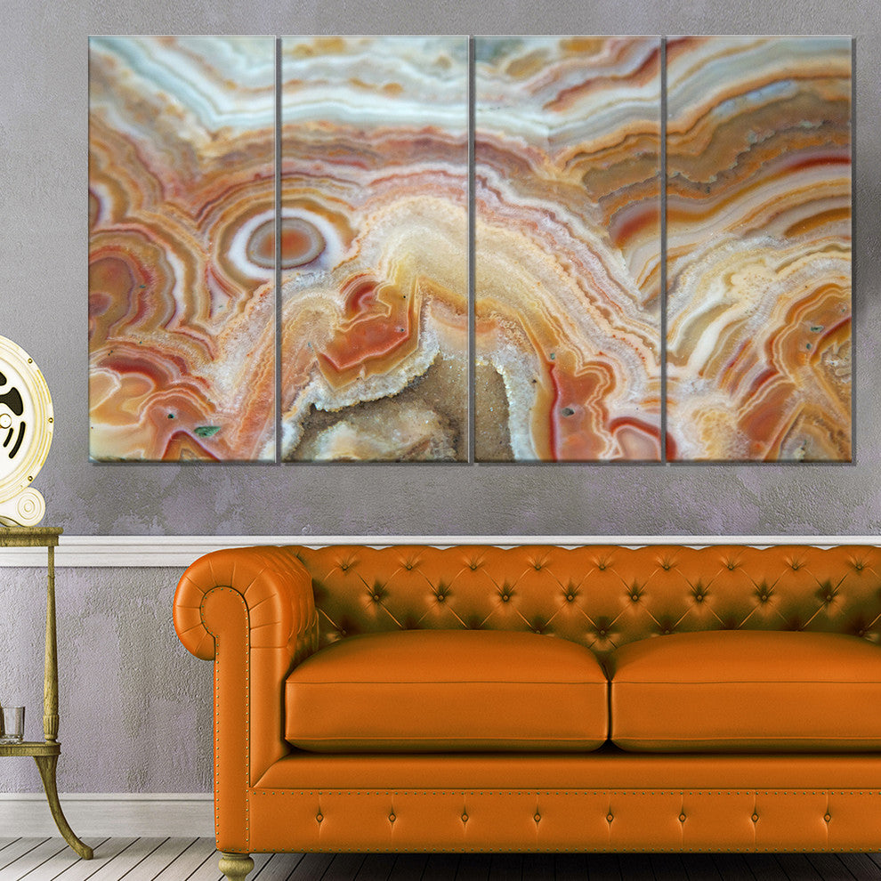 Strips and Ovals on Agate, Abstract Canvas Wall Art Print, 48"x28", 4 Panels