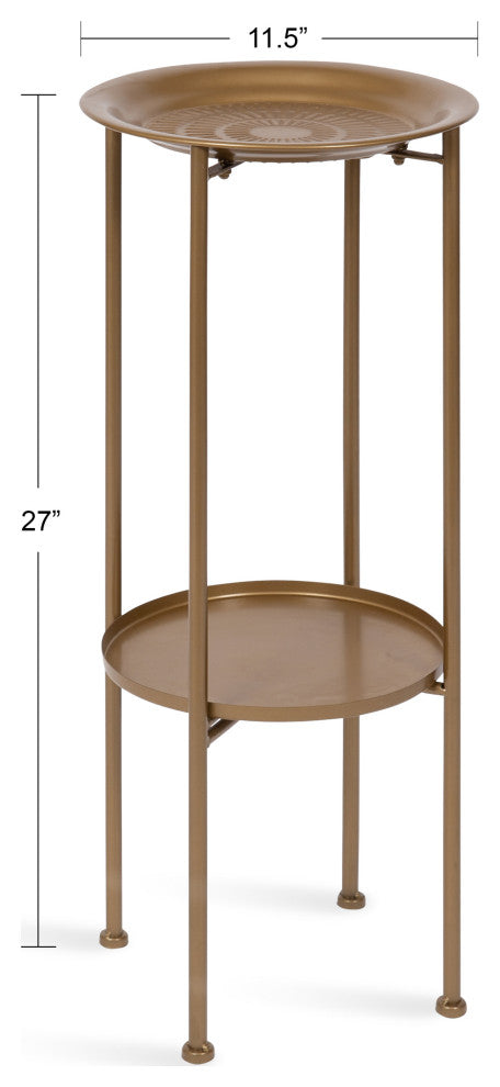 Mahdavi Plant Stand Table, Gold, 12x12x27