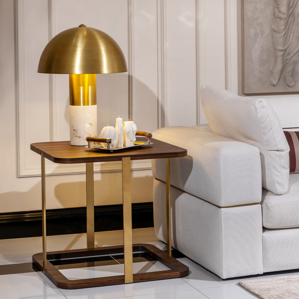 Amora Side Table Eggshell Walnut