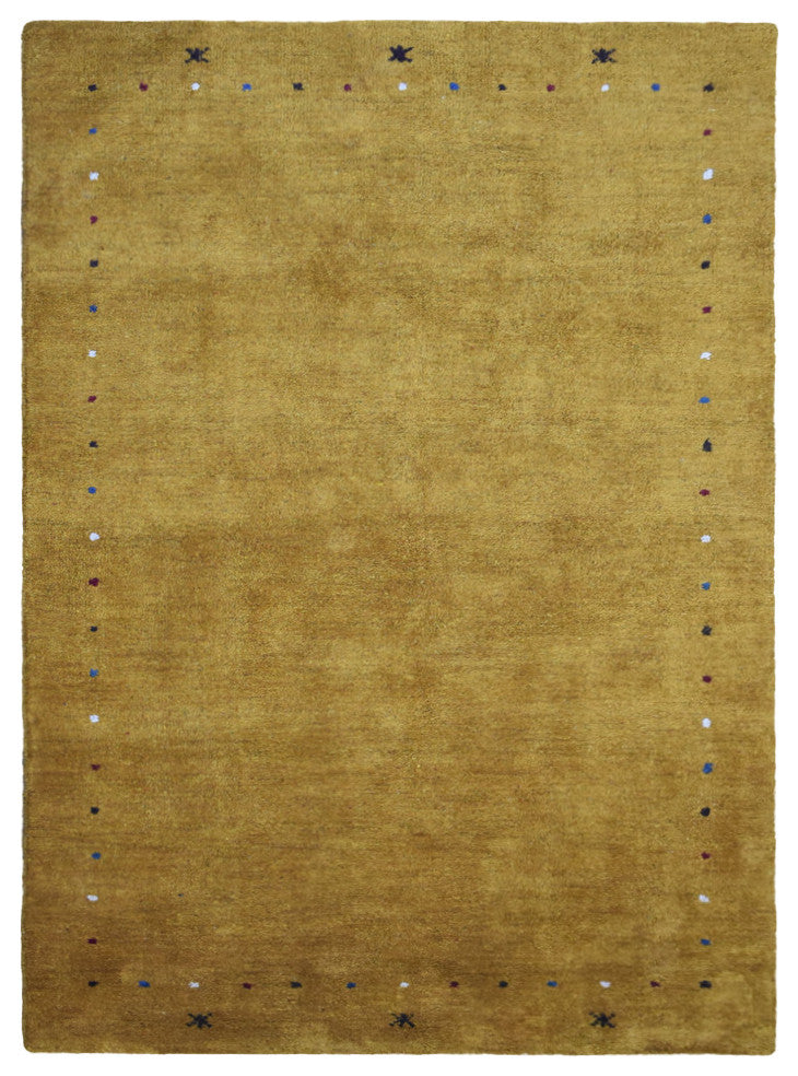 Hand Knotted Loom Silk Mix Area Rug Contemporary Gold