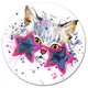 Cute Kitten With Blue Stars, Animal Round Wall Art, 36"