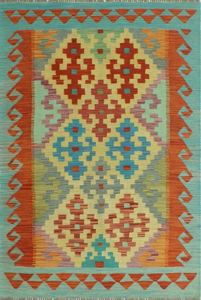 Sangat Kilim Shirley Rust/Blue Rug, 3'11x5'11