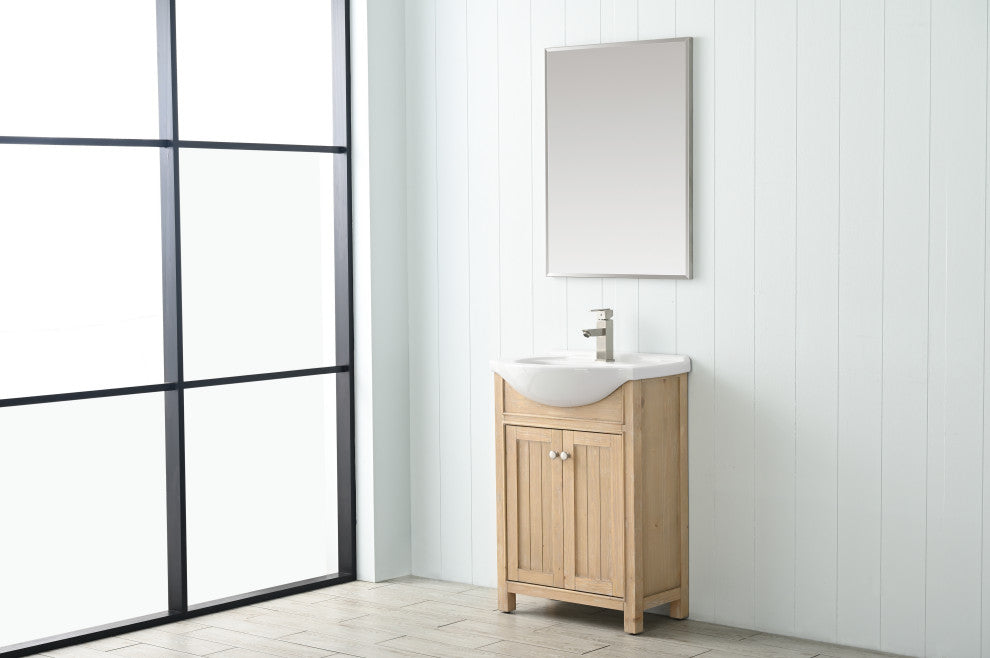 Marian 24 in. Single Sink Bath Vanity in Oak with White Porcelain Top