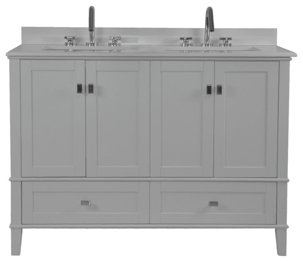49" Double Vanity, Light Gray With Engineered Stone Top