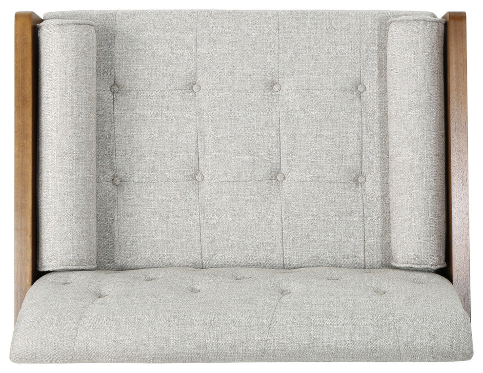 GDF Studio Greta Mid Century Modern Fabric Club Chair, Beige/Dark Walnut