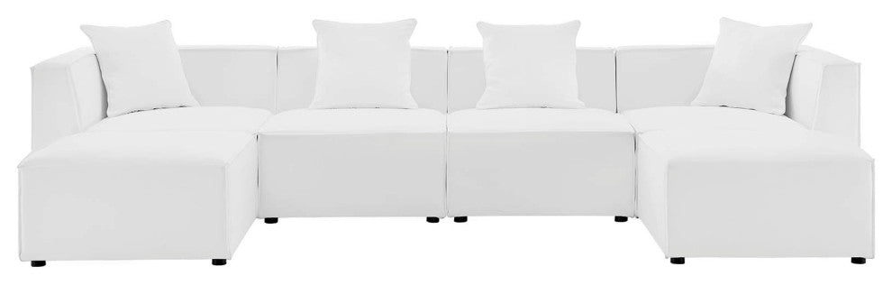 Lounge Sectional Sofa Set, Fabric, White, Modern, Outdoor Patio Balcony Garden