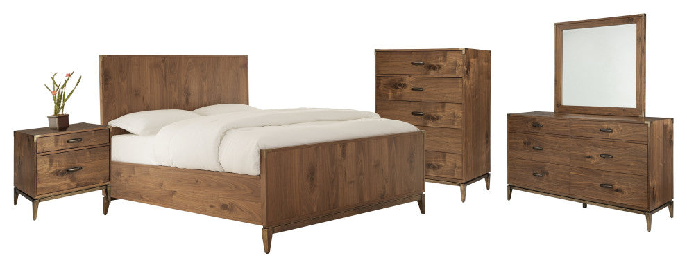 Modus Adler 5 Piece E King Bedroom Set, Natural Walnut