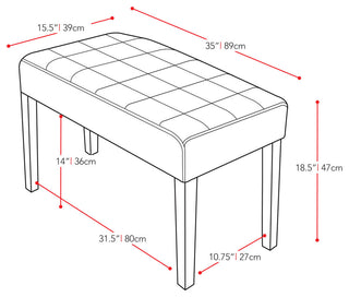 California 24-Panel Bench, Brown Leatherette