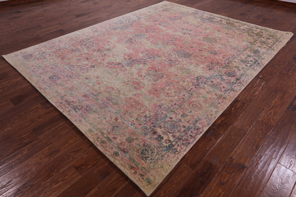 Hand-Knotted Persian Wool and Silk Rug 8' 0" X 10' 4" Q7082