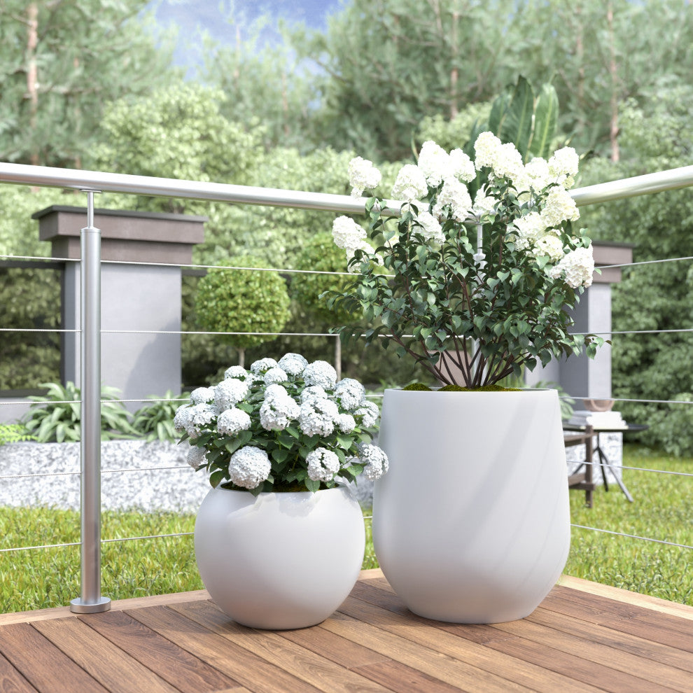 DTY Signature Mount Wilson 1-piece Fiberstone Tapered Planter, White, Large