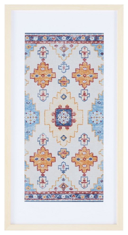 Safavieh Sumia 29" Blue/Orange Framed Textile Wall Art